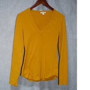 James Perse Mustard Yellow Long Sleeve V-Neck Top Size 3 (Women’s M)